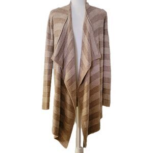 Barefoot Dreams Bamboo Chic Lite Striped Open Front Cardigan Sweater Size S/M